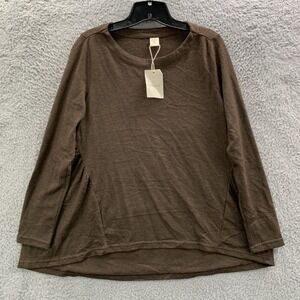 LINTICO Blouse Womens Medium Linen Top Brown